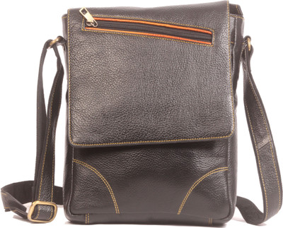 

Wildmount Men & Women Casual Black Genuine Leather Sling Bag
