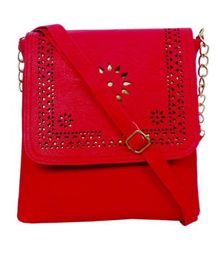 

VKENTERPRISESSERVICES Women Casual Red Leatherette Sling Bag