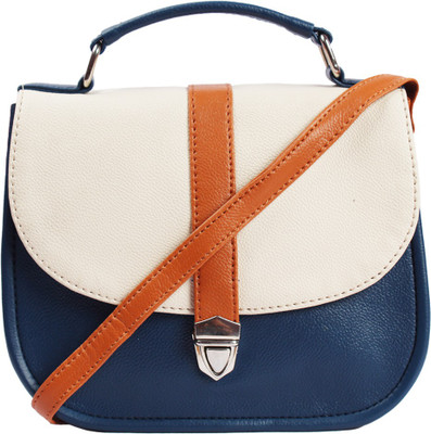 

Bagsy Malone Women Casual Blue, White PU Sling Bag