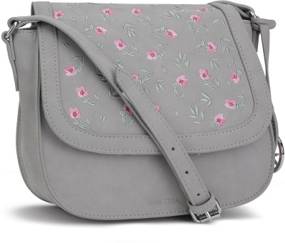 

United Colors of Benetton Women Casual Grey Leatherette Sling Bag