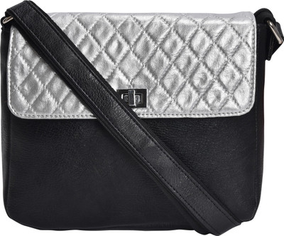 

Tan Ritcher Men & Women Casual, Evening/Party, Formal, Sports White, Black Leatherette Sling Bag, Black;white