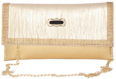 

Aliado Women Evening/Party Gold Leatherette Sling Bag