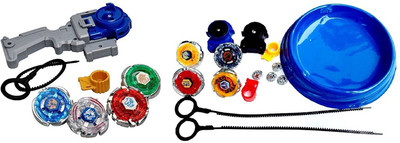 

Assemble 8 in 2 Beyblades Metal Fighter Fury Metal Fight Ring and Handle Launcher with Beyblade Stadium(Multicolor)