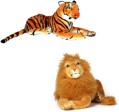 

MEGAEMART TIGER AND LION ANIMAL SOFT TOY COMBO - 32 cm(Multicolor)