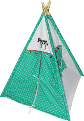 

Creative Textiles 12618Zabera Tent - For Play tent house for kids of age 2 to 10 years in handle box packing for easy storage indoor outdoor toys for kids development toys Includes Pipes Pipe locks Tent(Green), Green;white