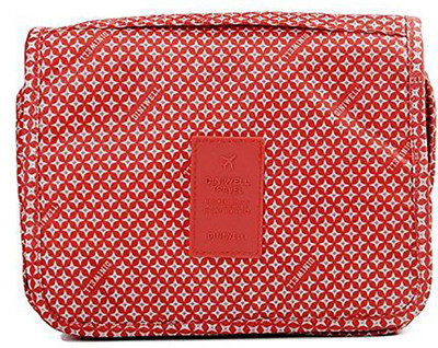 

House of Quirk Portable Toiletry Bag Make Up Storage Pouch Travel Organizer With Large Capacity (Red Star) Travel Toiletry Kit(Red)