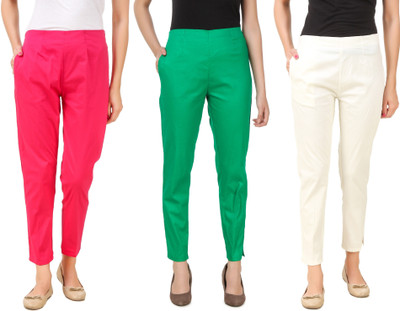 Q-Rious Regular Fit Women Green, Pink, Cream Trousers