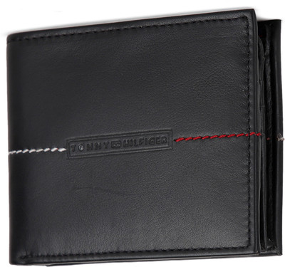 

Tommy Hilfiger Men Black Genuine Leather Wallet(9 Card Slots)
