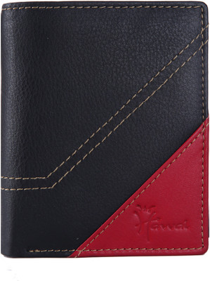 

Hawai Men Black Genuine Leather Wallet(5 Card Slots), Black;red
