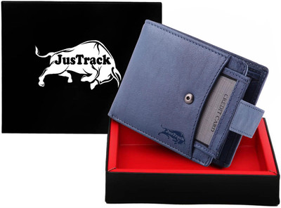 

JusTrack Men Blue Genuine Leather Wallet(8 Card Slots), Bule