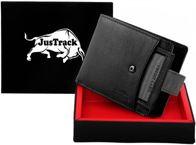 

JusTrack Men Black Genuine Leather Wallet(8 Card Slots)