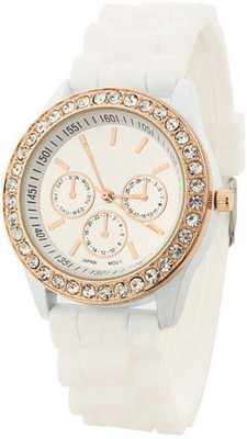 

Shivam Retail SR-White Rubber Belt Crystal Studded Watch - For Girls