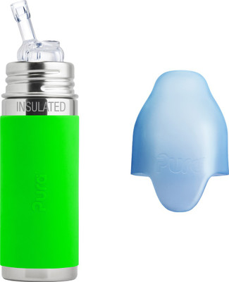 

Pura 9 oz Insulated Stainless Steel Bottle with Silicone Straw (Green) - 260 ml(Green)