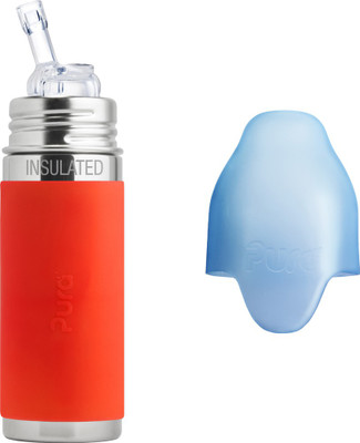 

Pura 9 oz Insulated Stainless Steel Bottle with Silicone Straw (Orange) - 260 ml(Orange)