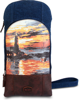

Paul Adams Original abstract art on blue denim Crossbody Backpack for Stylish Men. 15.9 L Backpack(Multicolor)