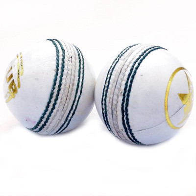 

QUINERGYS ® Hand- Seamed 5.5-oz Cricket ball,Club-Quality, 2-piece Design Swing Waterproofed Cricket Leather Ball(Pack of 2, White)