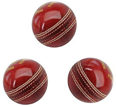 

QUINERGYS ™ Waterproofed Attack Leather Cricket Ball Googley Fighter Waterproofed Cricket Leather Ball(Pack of 3, Red)