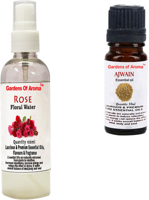 

Gardens Of Aroma Rose Floral Water And Ajwain Essential Oil(110 ml)