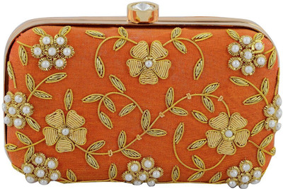 

Tooba Handicraft Casual Orange Clutch