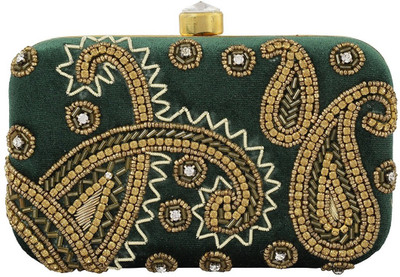 

TOOBA HANDICRAFT Casual Green Clutch