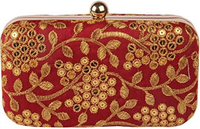 

Tooba Handicraft Casual Red Clutch