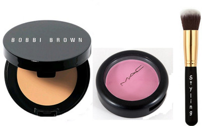 

styling Makeup brush & pink shade blusher& Concealer(Set of 3)