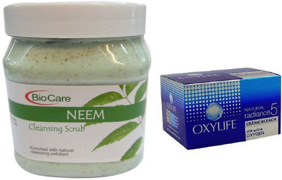 

Biocare Neem Scrub 500ml and Oxylife Creme Bleach Natural radiance5 27G(Set of 2)