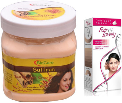 

Biocare Saffron Cream 500ml and Fair & Lovely Advanced Multi Vitamin Face Cream 80G(Set of 2)