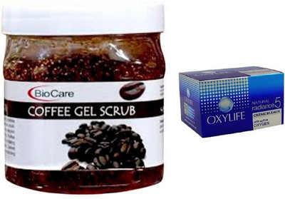 

Biocare Coffee Gel Scrub 500ml and Oxylife Creme Bleach Natural radiance5 27G(Set of 2)
