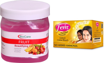Biocare Fruit Gel 500ml and Fem Gold Crème Bleach 64g(Set of 2)
