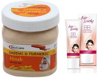 

Biocare Sandal & Turmeric Mask 500ml and Fair & Lovely BB Face Cream 40g(Set of 2)