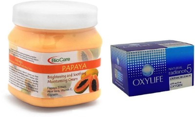 BIOCARE Papaya Cream 500ml and Oxylife Creme Bleach Natural radiance5 27G(2 Items in the set)