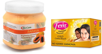 

Biocare Papaya Cream 500ml and Fem Gold Crème Bleach 64g(Set of 2)