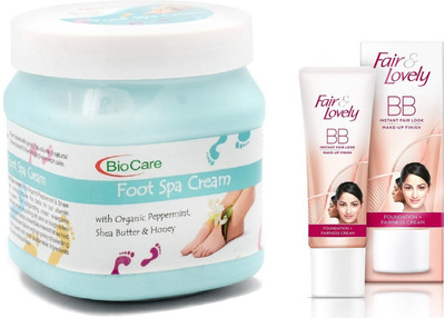 

Biocare Foot Spa Cream 500ml and Fair & Lovely BB Face Cream 40g(Set of 2)