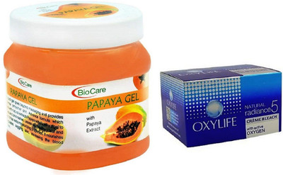 

Biocare Papaya Gel 500ml and Oxylife Creme Bleach Natural radiance5 27G(Set of 2)