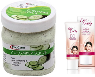 

Biocare Cucumber Scrub 500ml and Fair & Lovely BB Face Cream 40g(Set of 2)