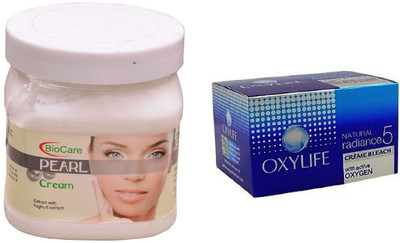 

Biocare Pearl Cream 500ml and Oxylife Creme Bleach Natural radiance5 27G(Set of 2)