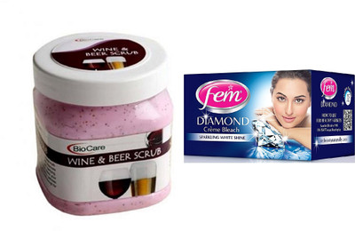 

Biocare Wine & Beer Scrub 500ml and Fem Diamond Crème Bleach 30g(Set of 2)