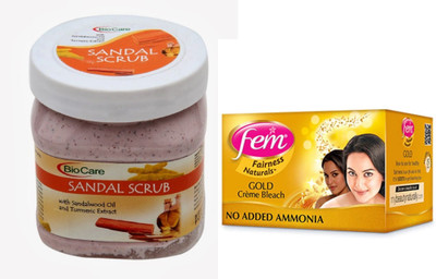 

Biocare Sandal Scrub 500ml and Fem Gold Crème Bleach 64g(Set of 2)