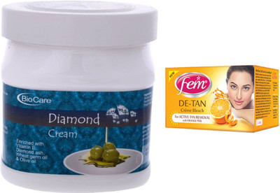 

Biocare Diamond Cream 500ml and Fem De-Tan Crème Bleach 30g(Set of 2)