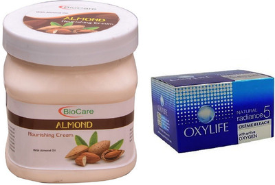 Biocare Almond Cream 500ml and Oxylife Creme Bleach Natural radiance5 27G(Set of 2)