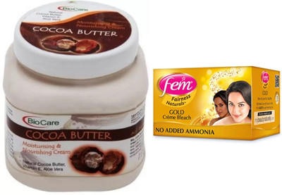 

Biocare Cocoa Butter Cream 500ml and Fem Gold Crème Bleach 64g(Set of 2)
