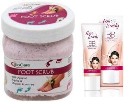 

Biocare Foot Scrub 500ml and Fair & Lovely BB Face Cream 40g(Set of 2)