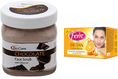 

Biocare Chocolate Scrub 500ml and Fem De-Tan Crème Bleach 30g(Set of 2)