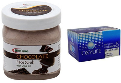 

Biocare Chocolate Scrub 500ml and Oxylife Creme Bleach Natural radiance5 27G(Set of 2)