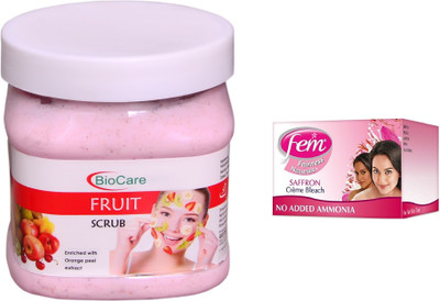 

Biocare Fruit Scrub 500ml and Fem Saffron Crème Bleach 64g(Set of 2)