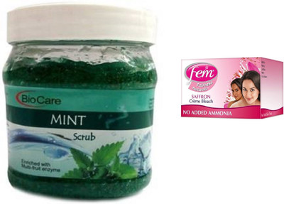 

Biocare Mint Scrub 500ml and Fem Saffron Crème Bleach 64g(Set of 2)