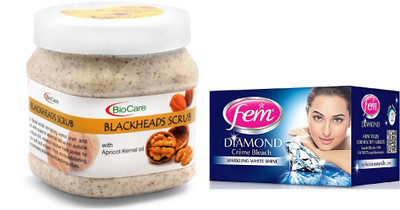 

Biocare Blackheads Scrub 500ml and Fem Diamond Crème Bleach 30g(Set of 2)