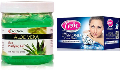 

Biocare Aloe Vera Gel 500ml and Fem Diamond Crème Bleach 30g(Set of 2)