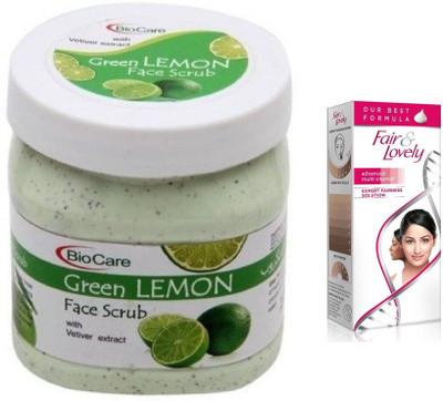 

Biocare Green Lemon Face Scrub 500ml and Fair & Lovely Advanced Multi Vitamin Face Cream 80G(Set of 2)